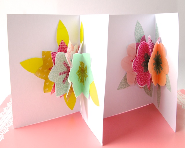 membuat kartu pop up bunga